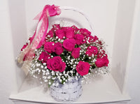 36 Hot Pink Roses Flower Baskets