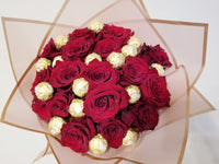 Sweet 16th Bouquet of fragrant 16 red Roses and 16 Ferrero Rocher Fine Hazelnut Chocolates