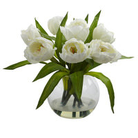 Tulips Arrangement in Clear Vase
