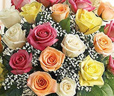 Mixed colors roses flower basket