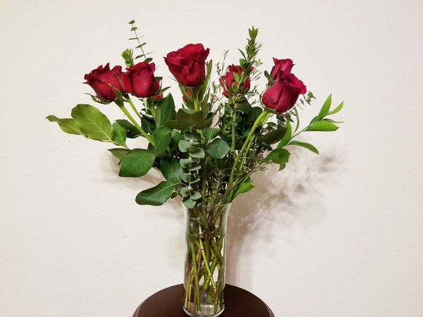 One Dozen Fragrant Red Roses with Filler and Greenery