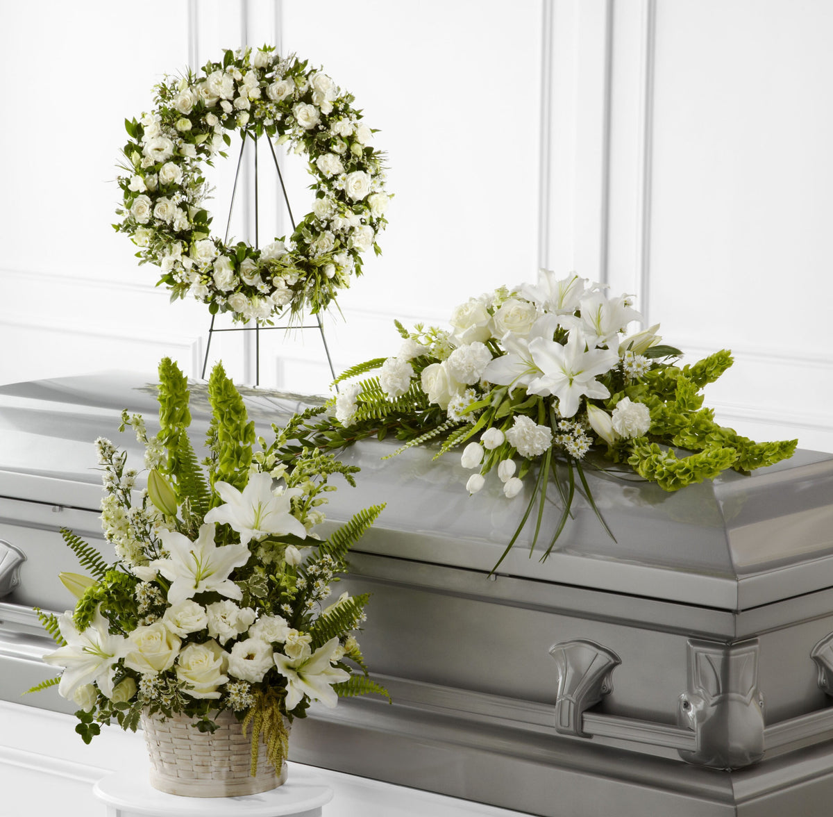 white lilies funeral White Funeral Package – LeLe Floral