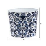 12” Oriental Blue and White Classic Round Metal Planter