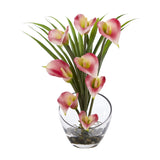 15.5" Calla Lily and Grass Artificial Arrangement in Vase