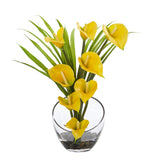 15.5" Calla Lily and Grass Artificial Arrangement in Vase