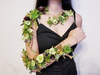 Wearable Flowers – Succulents cascading floral tattoo that would wrap over her shoulder.