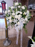 Premium Large Seasonal Condolence All White Flower Basket
