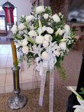 Large Seasonal Condolence All White Flower Basket