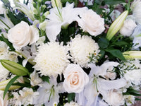 Large Seasonal Condolence All White Flower Basket