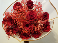 Dozen Red Roses & Red Baby’s Breath Bouquet