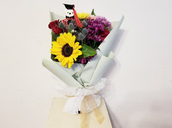 MIXED FLORAL GRADUATION BOUQUET