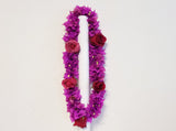 Double Fuchsia Bougainvillea &Roses Lei