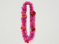 Double Fuchsia Bougainvillea &Roses Lei