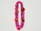Double Fuchsia Bougainvillea &Roses Lei