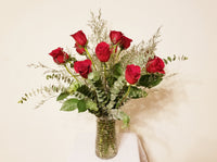 Dozen Red Roses Arrangement in Clear Vase