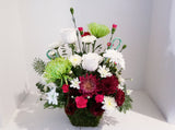 Christmas Seasonal Arrangement in Preserved Moss Basket