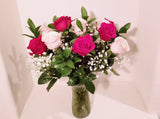 Appreciation & Love - Dozen Long Stem Roses in Clear Vase