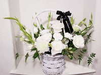 STANDARD - Large Seasonal Condolence All White Flower Basket
