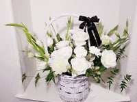 Large Seasonal Condolence All White Flower Basket