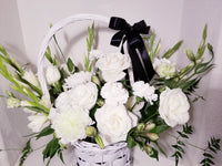 Large Seasonal Condolence All White Flower Basket