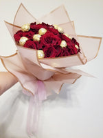 Sweet 16th Bouquet of fragrant 16 red Roses and 16 Ferrero Rocher Fine Hazelnut Chocolates