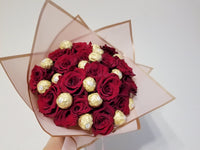 Sweet 16th Bouquet of fragrant 16 red Roses and 16 Ferrero Rocher Fine Hazelnut Chocolates