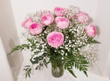 Dozen Red Roses Arrangement in Clear Vase