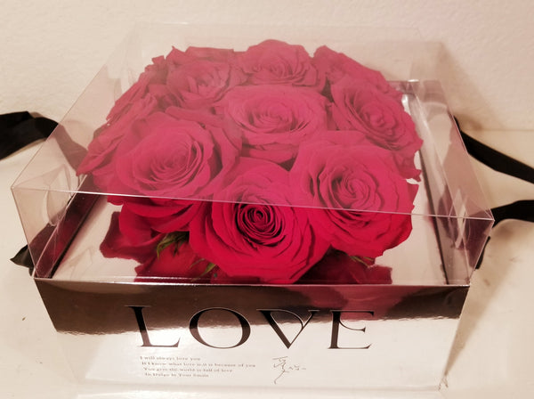 Mirror Roses Box Arrangement