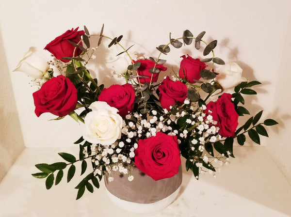 Lasting Love - Dozen Red & White Roses