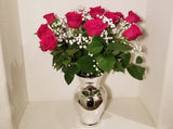 One Dozen Fragrant Red Roses Arrangement In Mercury Vase