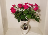 One Dozen Fragrant Red Roses Arrangement In Mercury Vase