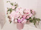 Angelynn II - Soft and delicate, Angelynn is designed with gorgeous Hydrangeas, fragrant Roses, Alstroemerias, Daisy and a mix of beautiful textures arrangement