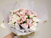 Large Pink and White Spray Roses Bouquet - Express gratitude and love with pink and white spray roses. 