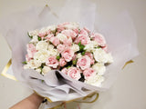 Large Pink and White Spray Roses Bouquet - Express gratitude and love with pink and white spray roses. 