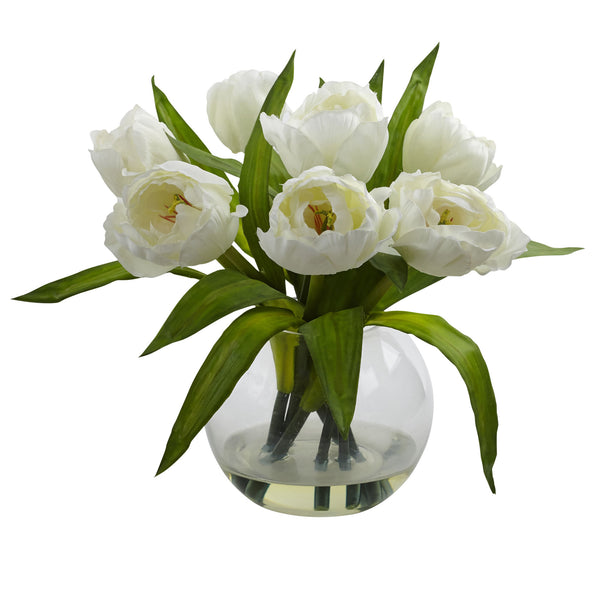 Tulips Arrangement in Clear Vase