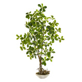 4’ Schefflera Bonsai Artificial Plant in Planter