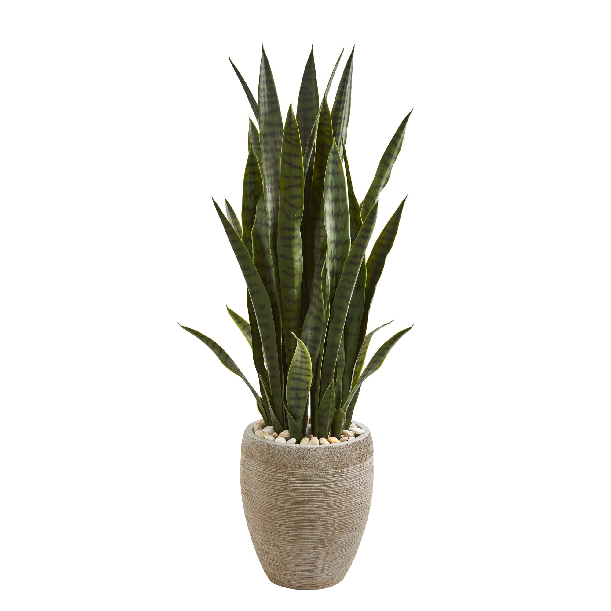 3.5' Sansevieria Artificial Plant In Sand Colored Planter – LeLe Floral