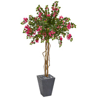 6.5’ Bougainvillea Artificial Tree In Decorative Planter