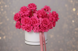 Blushing Petals Box - A breathtaking floral arrangement in the French style, showcasing a trio of romantic roses soft pink tones in gentle, sophisticated colors.
