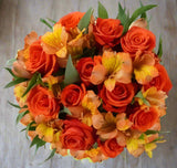 Dozen Orange Roses & Orange Alstroemeria Arrangement