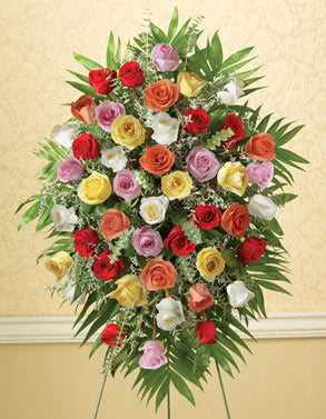 Dozen Roses Sprayed Four Dozen Rose Sympathy Standing Spray – LeLe Floral
