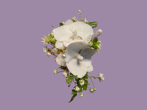 Fresh White Orchid ring with Pearls