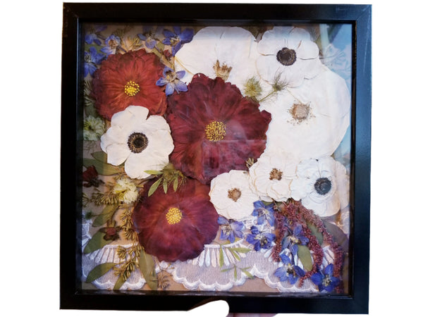 Full Pressed Wedding Bouquet and Boutonniere