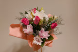 Hot Pink Rose & Fragrant Roselily Bouquet (Fragrant & Long-Lasting) 