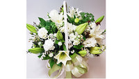 Large Seasonal Condolence All White Flower Basket