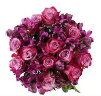 Raspberry - Dozen Roses & Alstroemeria Arrangement