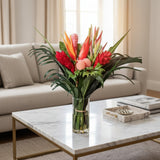 Lua Fuego Pink - Tropical Glass Vase Arrangement: A Paradise Found