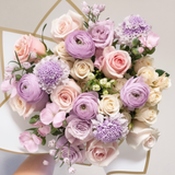 Luxury hand-tied wrapped bouquet for Mother's Day annual flower subscription by LeLe Floral.