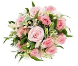 Pink Roses and White Alstroemeria Wrapping Bouquet