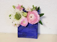 Pink and white Pocket Squares Boutonniere 